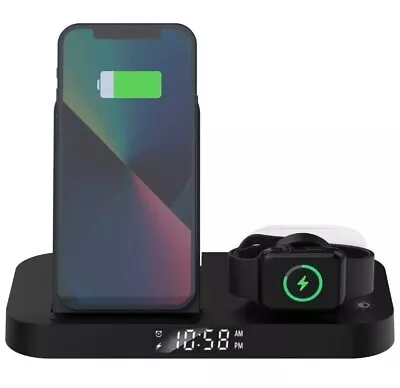 Goodmans 4 In 1 Alarm Clock + Wireless Android Charger Charging Stations • £19.99