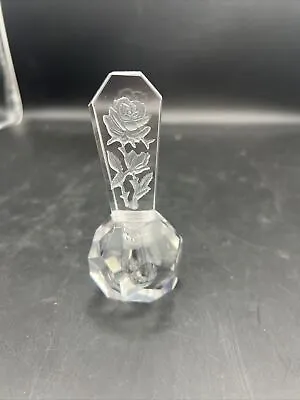 Vintage IRice Hand Cut Crystal Etched Rose Perfume Bottle AS IS • $10