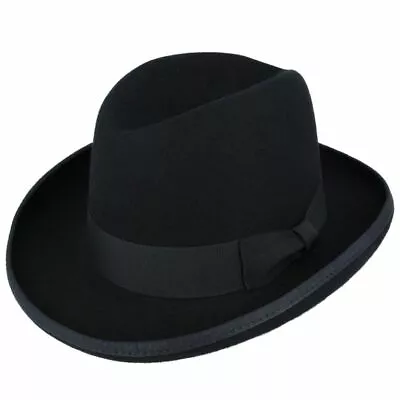 The Homburg Hat Winston Style 100% Wool Felt Classic Homburg Hat UK • £37.99