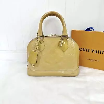 Louis Vuitton Vernis Alma BB Monogram Handbag Gold Bracket Yellow Authentic • $490