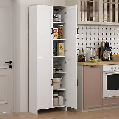 HOMCOM 72  Kitchen Pantry Storage Cabinet With Adjustable Shelves White • $179.99