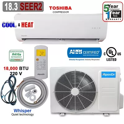 18000 BTU Ductless 18.3 SEER2 Air Conditioner Heat Pump Mini Split 220V 1.5 Ton • $769