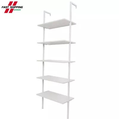 Sell Well 5-Shelf Wood Ladder Bookcase With Metal FrameModern Ladder Bookshelf • $68.39