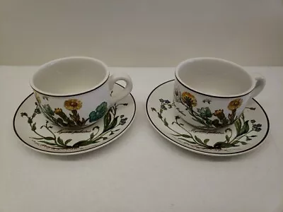 2 Villeroy Boch Flat Cups Saucers Botanica Tussilago Farfara Myosotis Palustris • $20