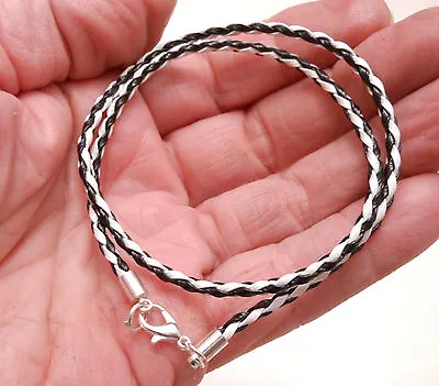 Braided 3mm Leather Cord Surfer Choker Necklace With Lobster Clasp -Unisex • $7.49