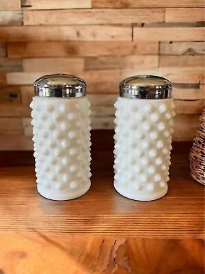 Vintage Fenton White Milk Glass Hobnail  Salt And Pepper Shakers • $10