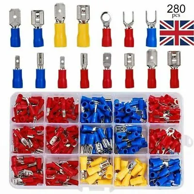 280PCS Car Wire Assorted Insulated Electrical Terminals Connectors Box Kit UK • £5.15