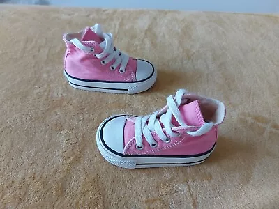 Very Good Condition Baby Girls Converse High Top Pumps Size Infant 4 • £3.99