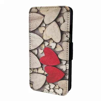 £12.45 • Buy Phone Case Flip Cover Wooden Love Hearts Image - S580