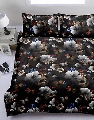 £21.95 • Buy Skull / Floral Print *Super King* Duvet Set (260cm X 220cm) *Brand New*