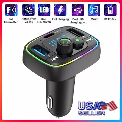 Bluetooth Car FM Transmitter MP3 Player Hands Free Adapter Kit Dual USB Charger • $8.53