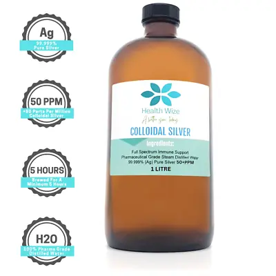 Colloidal Silver 50PPM 1 LITRE 99.999% Pure Mineral Supplement Finest Silver • $49.95
