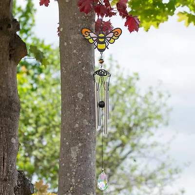 Honey Bee Garden Wind Chime Outdoor Glass Bird Hanging Ornament Decoration Art • £9