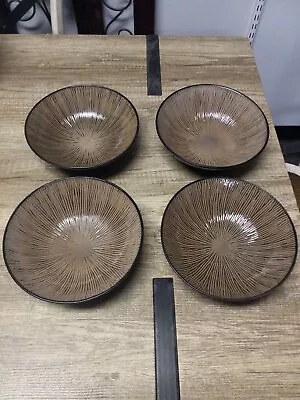 4pc GABBAY Stoneware Soup/Cereal Bowls 8  Tan/Black • $45