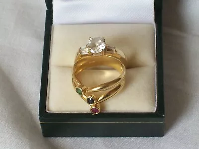 2x VINTAGE 14K 14CT 585 YELLOW GOLD RINGS. MULTI STONE / CZ. ISSUES! 6.7gm.UK P • £285