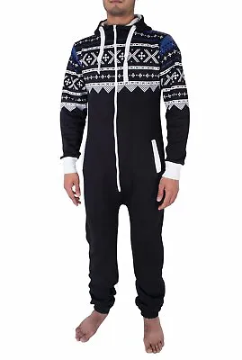 New Unisex  Printed 1Onesie Zip  All In One Hooded One Piece Jumpsuit S-2XL • £13.99