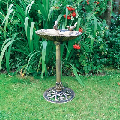 £28.99 • Buy Kingfisher Wild Garden Bird Bath Bowl Bronze Effect Free Standing Happy Beaks