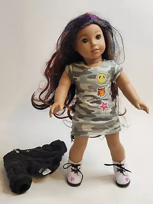 American Girl Doll Truly Me 18  Camo Dress Colored Hair W/Black Jacket  • $69.99