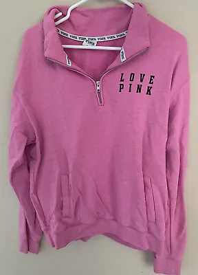 Victoria's Secret Pink Size M Half Zip Pullover Sweatshirt Pink • $10