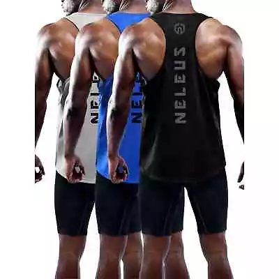 NELEUS Mens Dry Fit Y-Back Muscle Tank Top 3 PackUS Sizes • $64.99