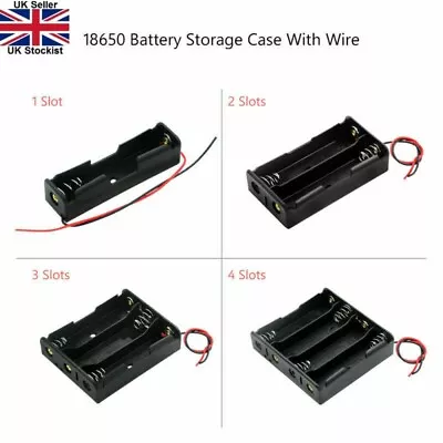 18650 Battery Case Holder 3.7V Plastic Storage Box With Wire Lead 1 • £2.76