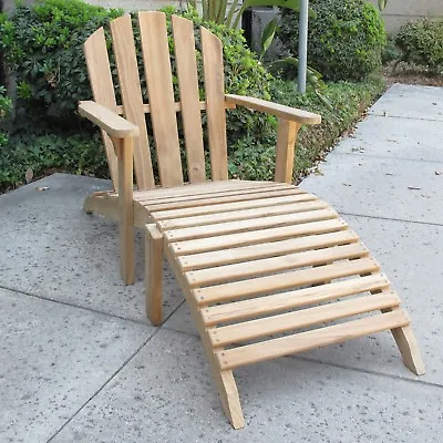 $699 • Buy Premium Quality Top Grade Teak Wood Adirondack Chair And Ottoman 2 Piece Set