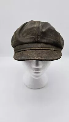 Vintage Newsboy Cabbie Hat - Cap Brown Genuine Leather Large • $24.99