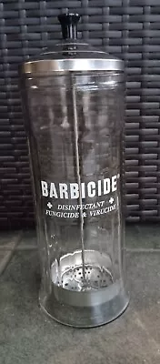 VTG Barbicide  Glass Barber Shop Disinfectant Soaking Jar For Combs / Scissors • $14.95