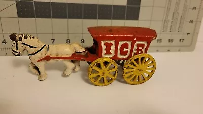 Cast Iron Horse Drawn Ice Wagon Carriage Vintage Toy • $14.95