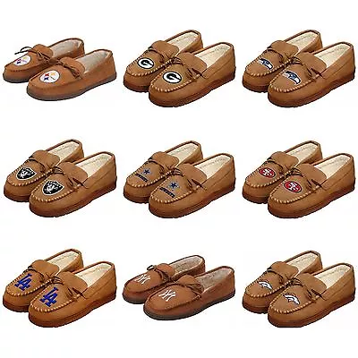 NFLMLB NBA Team Tan Moccasin Hard Rubber Sole Men's Slippers • $29.99