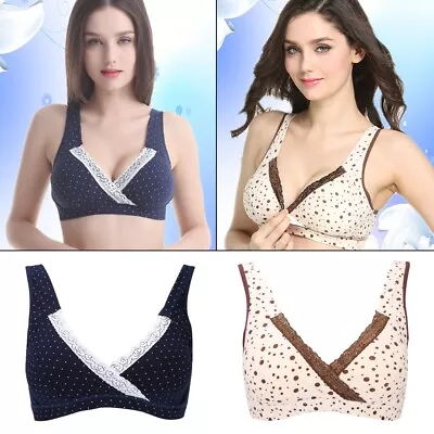 Women Cotton No Wire Maternity Bra Pregnant Breastfeeding Nursing Sleep Bras • £7.21