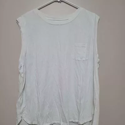 Loft White Pocket Muscle Tank Sleeveless Women's Size XL • $10