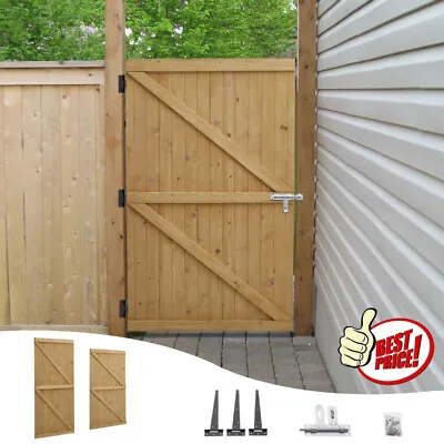 6FT Wooden Garden Gate Flat Top Pedestrian Solid Pine Door Gate Kit Pressure • £78.99