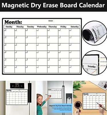 A3 Magnetic Fridge Whiteboard Dry Erase Calendar Planner Monthly Weekly Daily AU • $18.49