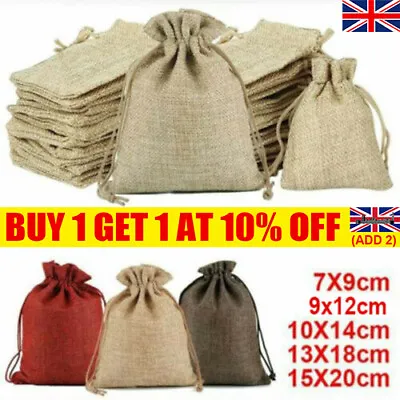 £0.99 • Buy 100x Small Drawstring Pouch Bags Burlap Jute Hessian Wedding Favor Candy LOT