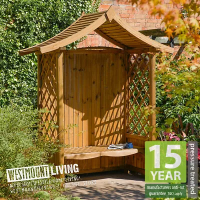 Wooden Garden Arbour Seat Bench Trellis Sides Outdoor Furniture Pressure Treated • £456.99