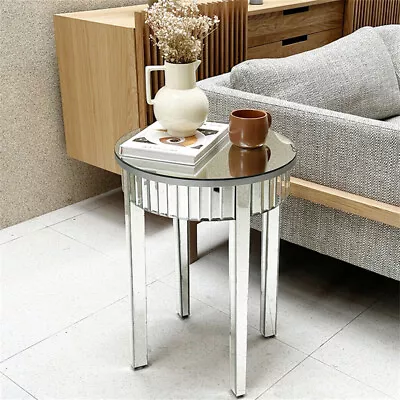 Luxury Mirrored End Table Silver Coffee Table Nightstand With Stable Square Legs • $145.97