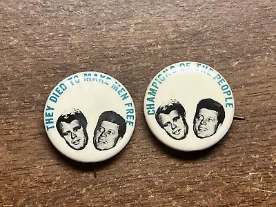 Lot Of 2 1960's Vintage RFK & JFK In Memorium Buttons * John F Robert Kennedy * • $9.99