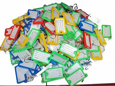 Pack Of 12 Assorted Key Rings Tags Coloured Plastic Id Tags Name Label Fob Big • £1.99