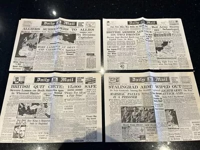 World War II Memorabilia -4 Daily Mail Newspapers Documenting WW2 • £29.99