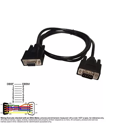 Cable Serial D-Sub DB 9 Pin Female Male UPS Power Management 7.1.91.9005198 • $3.70