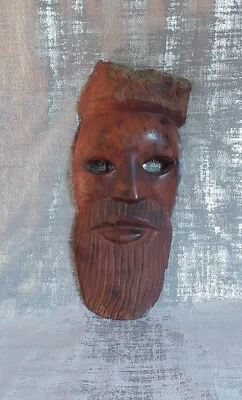 £34 • Buy VINTAGE HAND CARVED WOOD FACE MASK AFRICA Tribal Art  DECOR WALL HANGING 