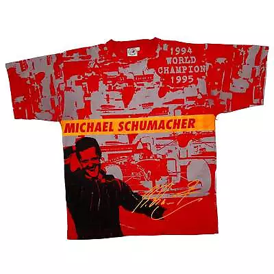 MICHAEL SCHUMACHER “World Champion 1994-95” All-Over Print F1 T-Shirt XL XXL • £106.24