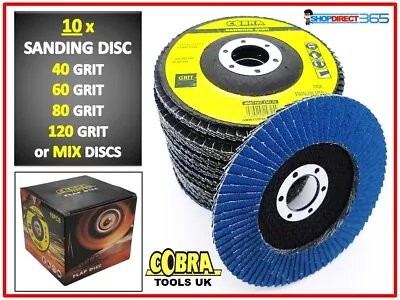 10 X FLAP GRINDING SANDING DISCS 115mm 4.5  40 60 80 120 GRIT ANGLE WHEEL COBRA • £9.95