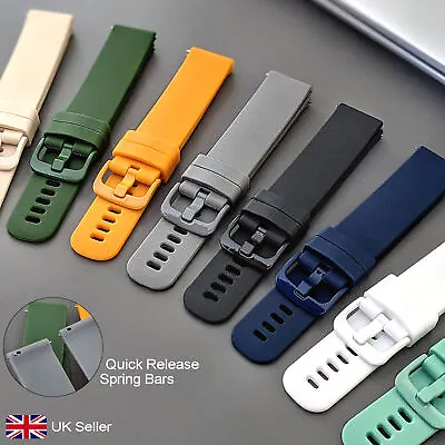 Soft Silicone Rubber Watch Strap Band Quick Release Spring Bars | 20mm 22mm • £7.95