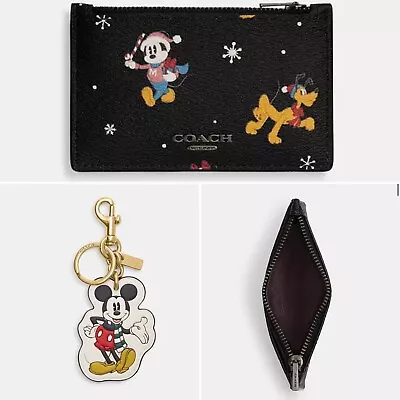 NEW Coach Card Case ID Holder Disney Mickey Mouse & Friends & Mickey Keychain • $299.67