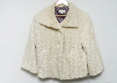 Erin London Faux Fur Button Down Short Coat Sz L • $18