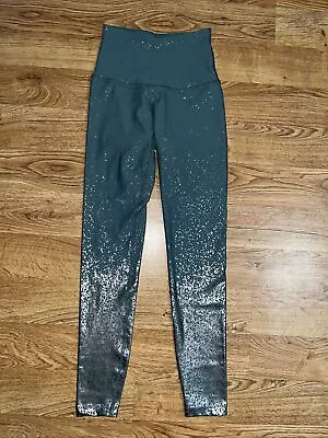 Beyond Yoga Barre 3 | Green W/ Metallic  Print Leggings Sz X Sz XS EUC • $18.75