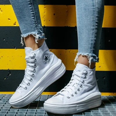 £74.99 • Buy Converse Chuck Taylor All Star Move Canvas Platform White Hi Tops UK Size 8