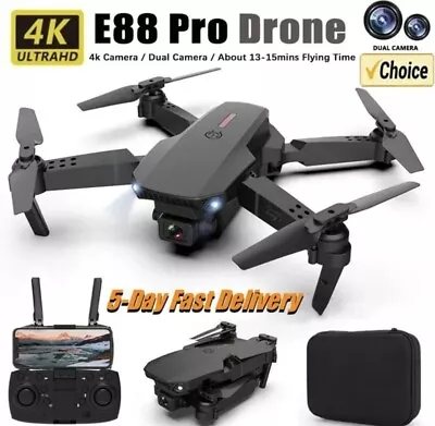 E88 Pro RC Drone 4K HD Dual Camera WiFi FPV Foldable Quadcopter + 4 Batteries • $35